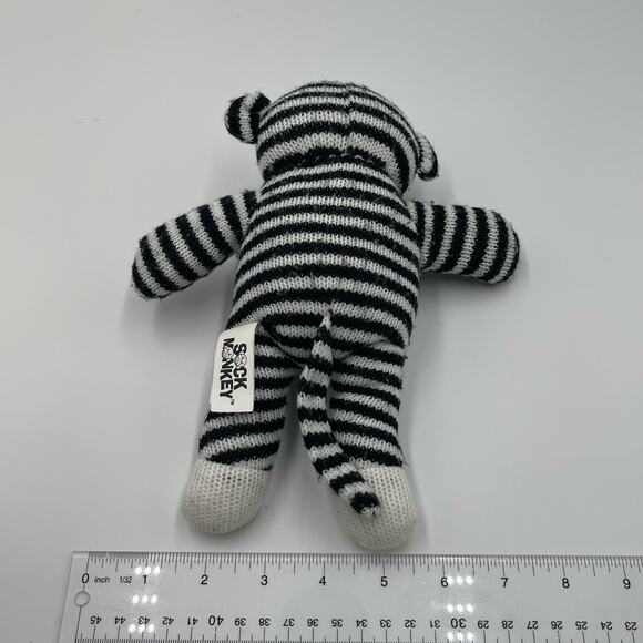 Dan Dee 8" Striped Black White Sock Monkey Plush Red Heart Collectors Choice - Picture 7 of 7